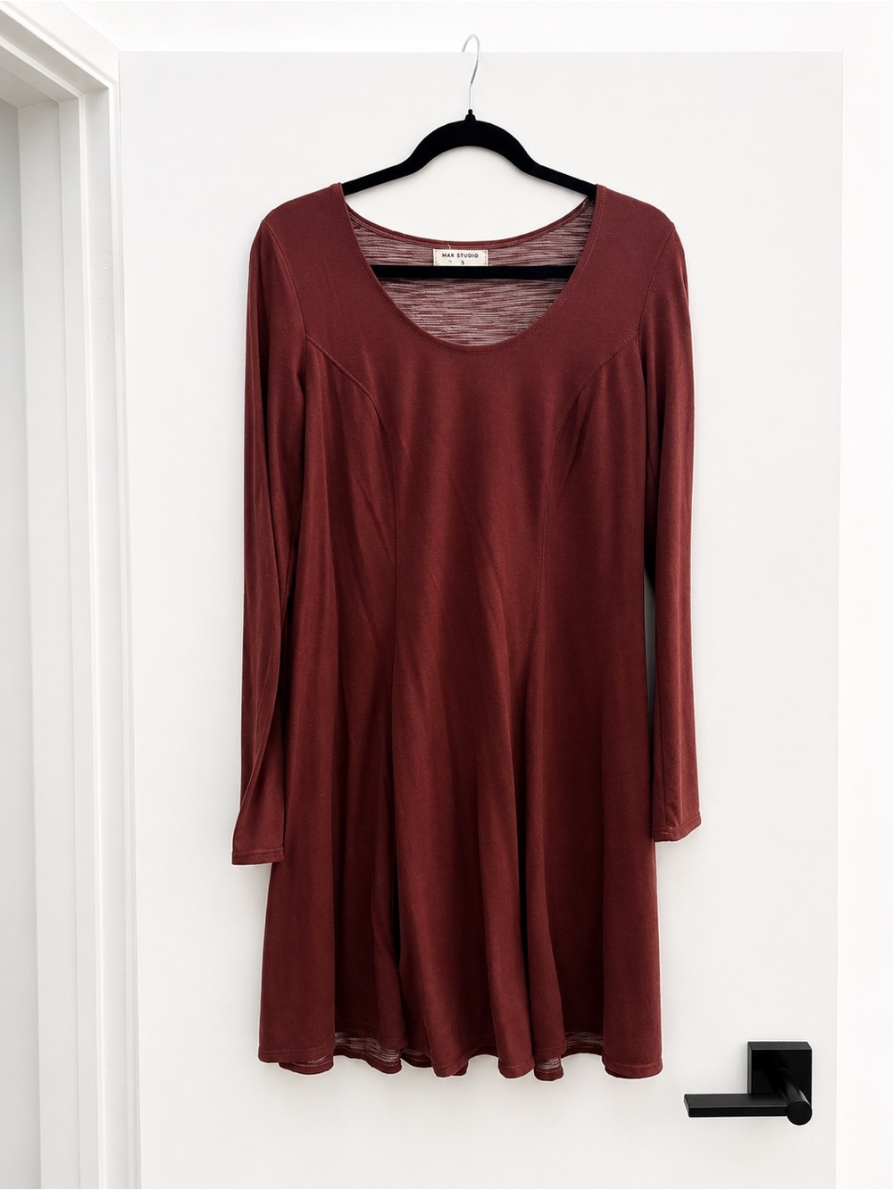 Max Studio Weekend Burgundy Long Sleeve Fit & Flare Dress